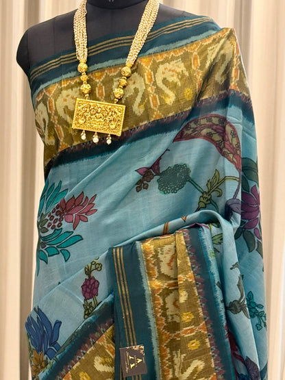 Teal Gold Fusion Kanjivaram