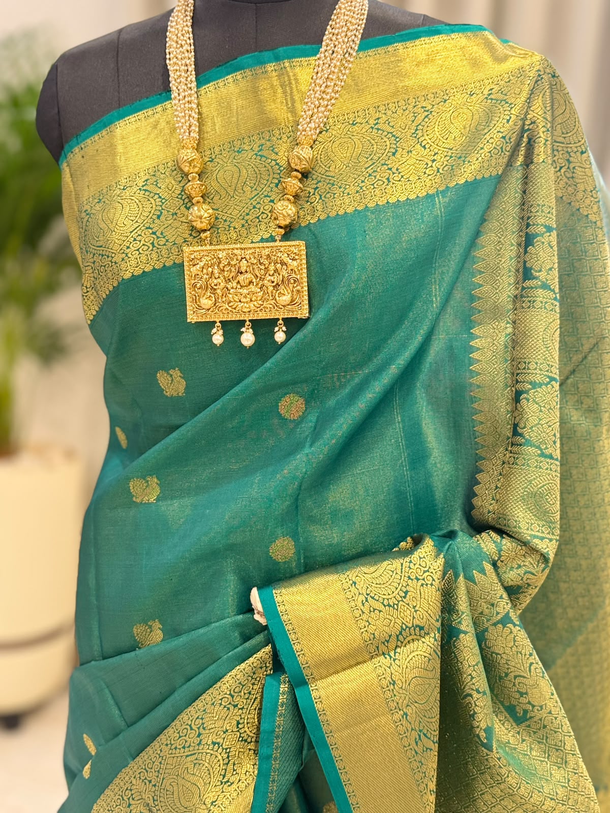 Teal Gold Vairaoosi Saree