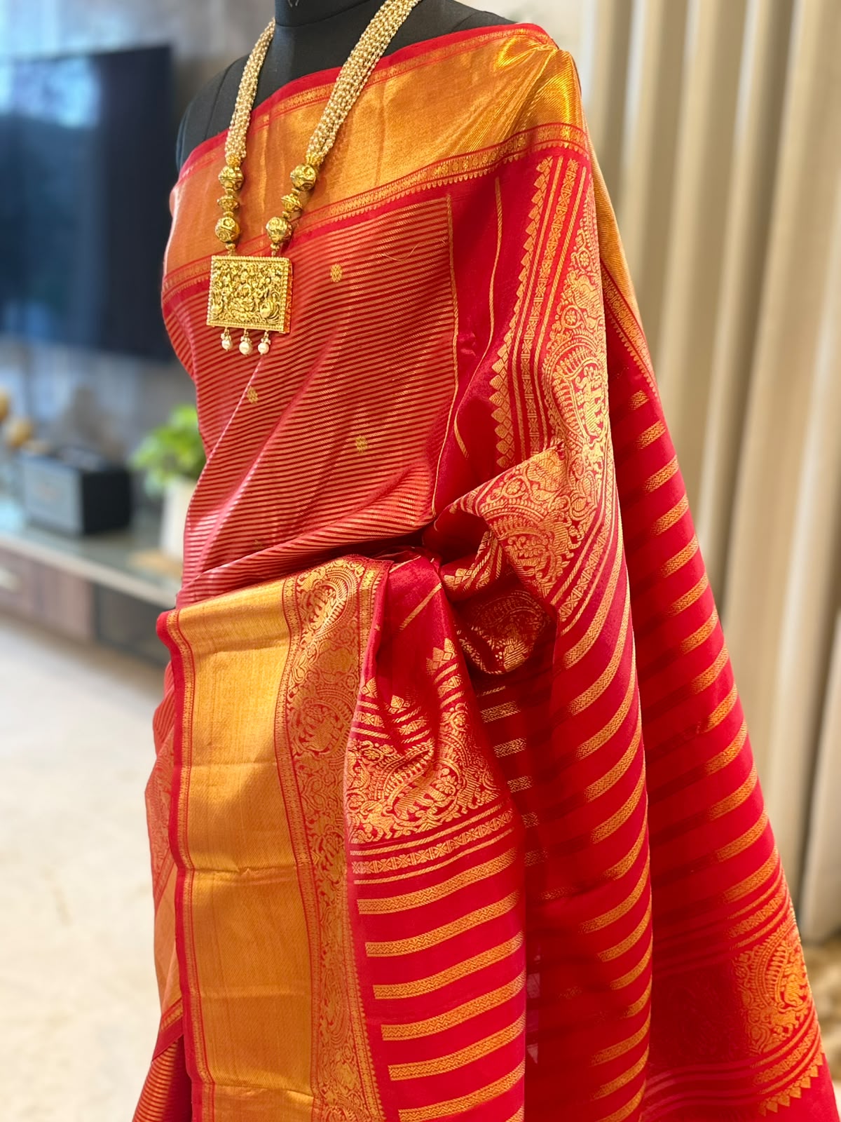 Crimson Red Gold Kanjivaram