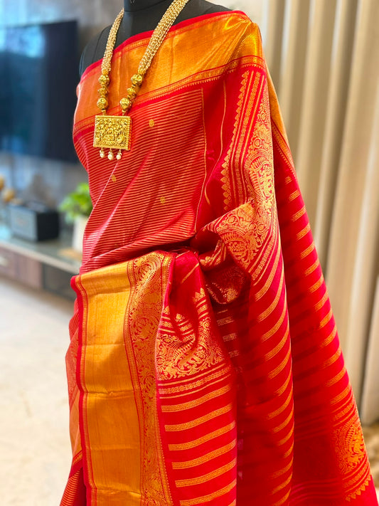 Crimson Red Gold Kanjivaram
