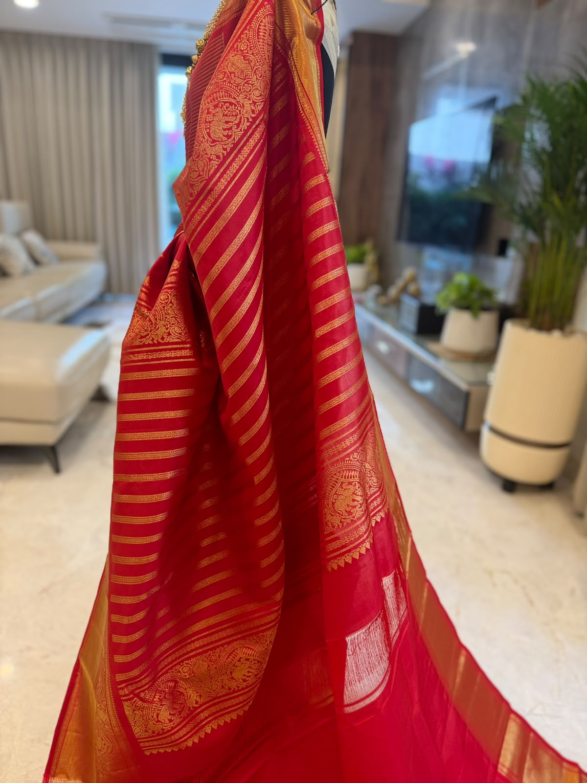 Crimson Red Gold Kanjivaram