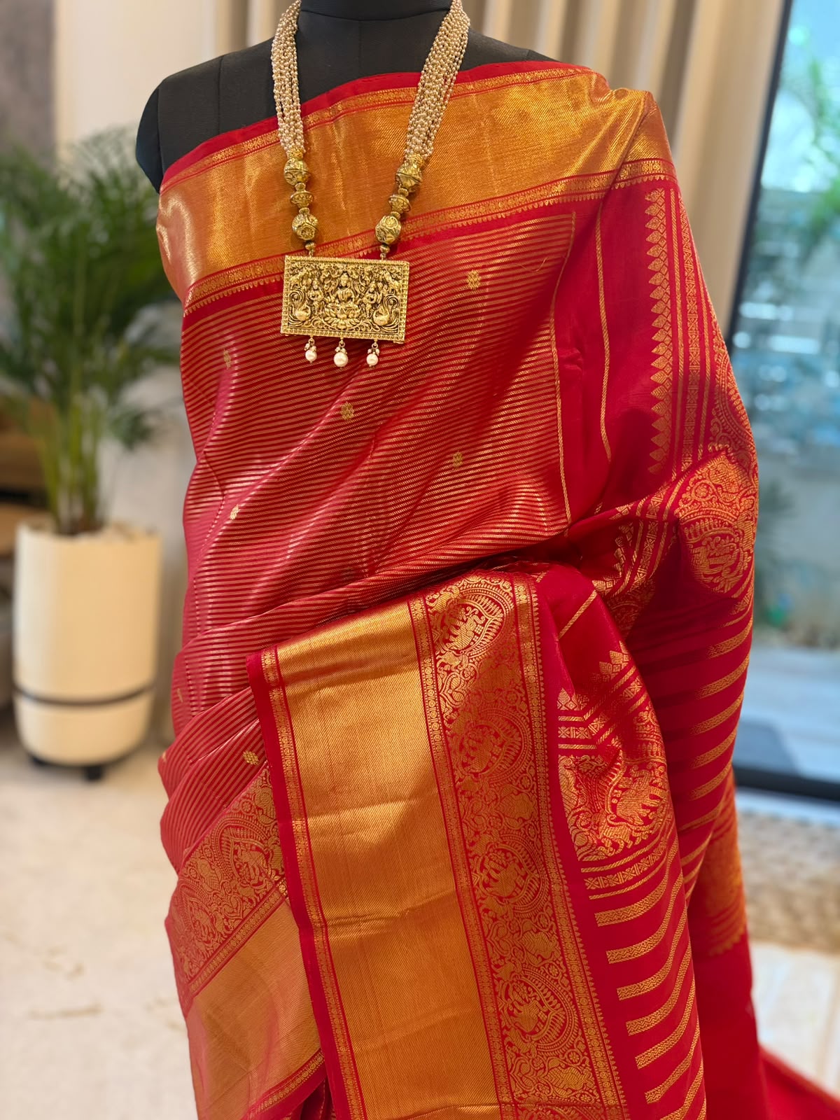 Crimson Red Gold Kanjivaram
