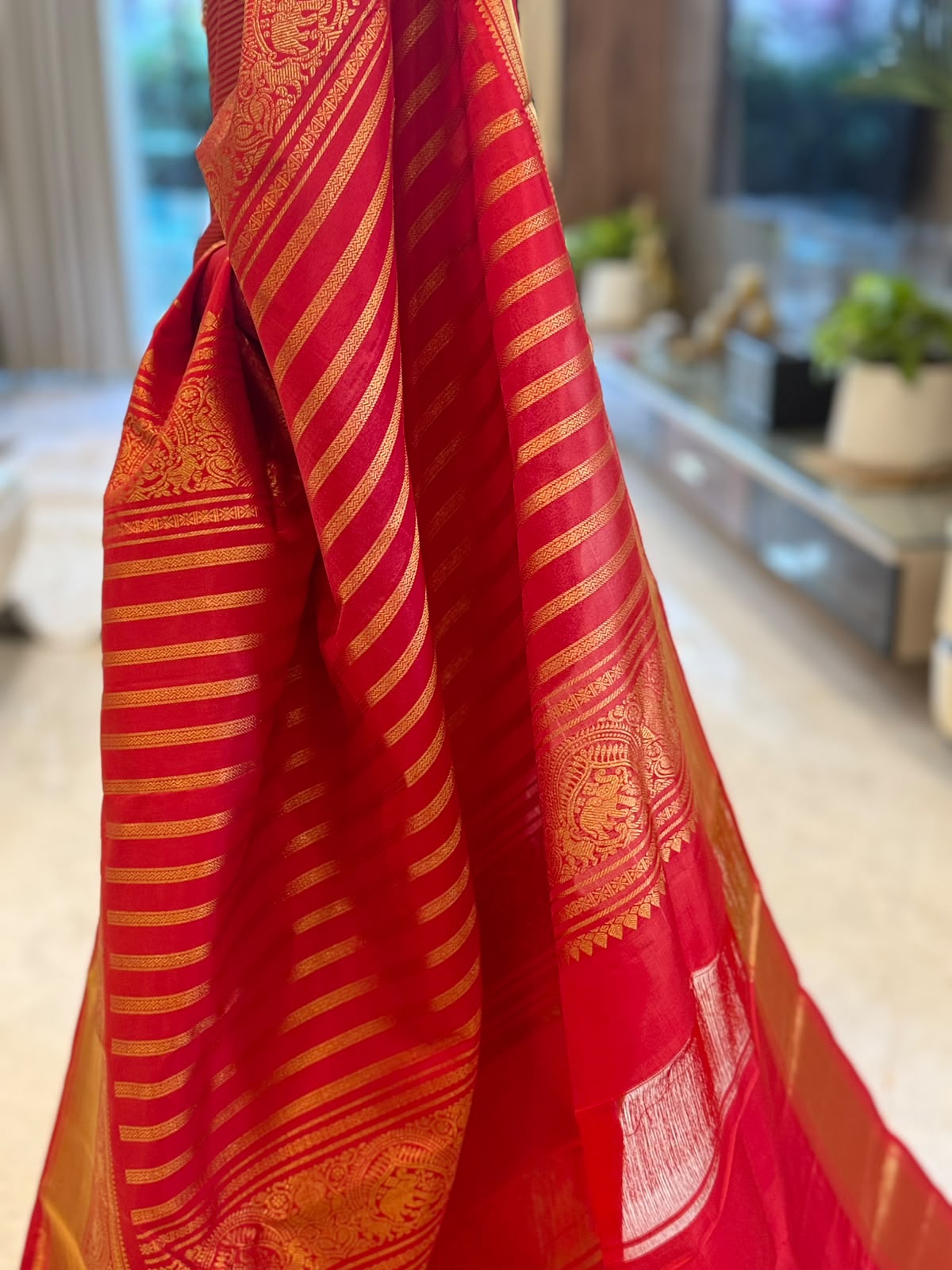 Crimson Red Gold Kanjivaram