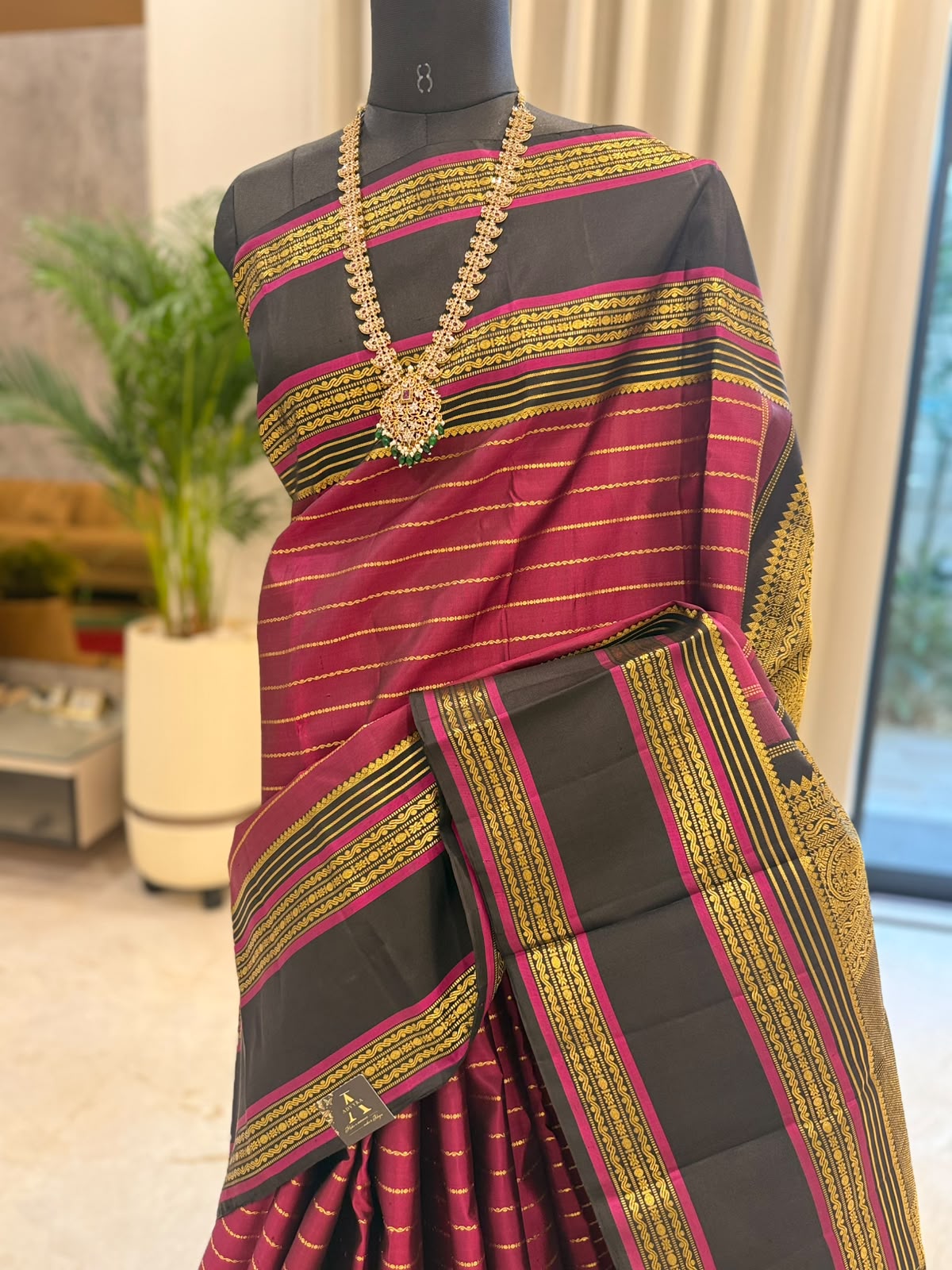 Black Magenta Gold Kanjivaram