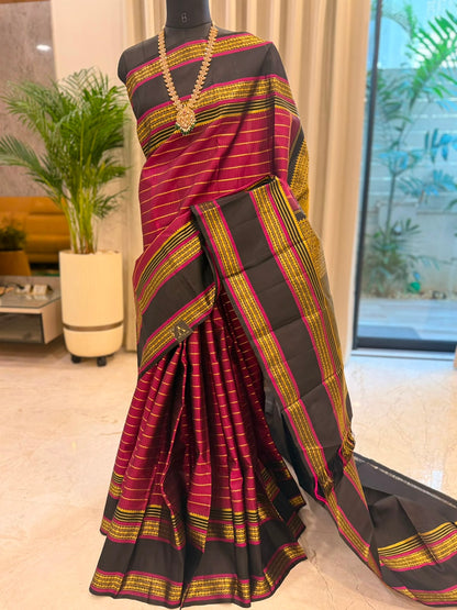 Black Magenta Gold Kanjivaram
