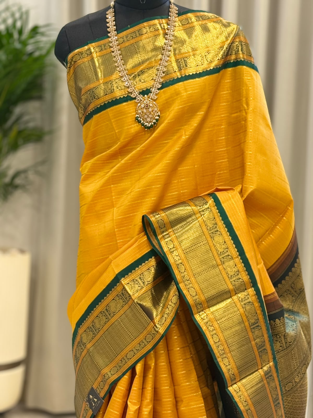 Marigold Green Zari Kanjivaram