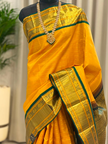 Marigold Green Zari Kanjivaram