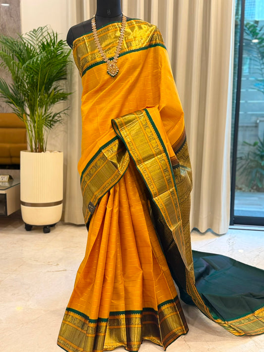 Marigold Green Zari Kanjivaram