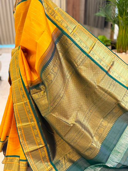 Marigold Green Zari Kanjivaram