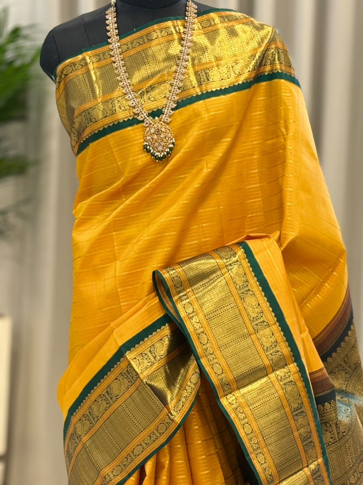 Marigold Green Zari Kanjivaram