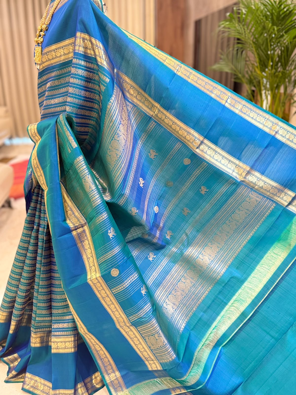 Peacock Blue Teal Kanjivaram
