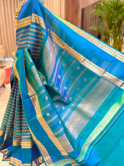 Peacock Blue Teal Kanjivaram