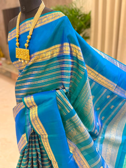 Peacock Blue Teal Kanjivaram