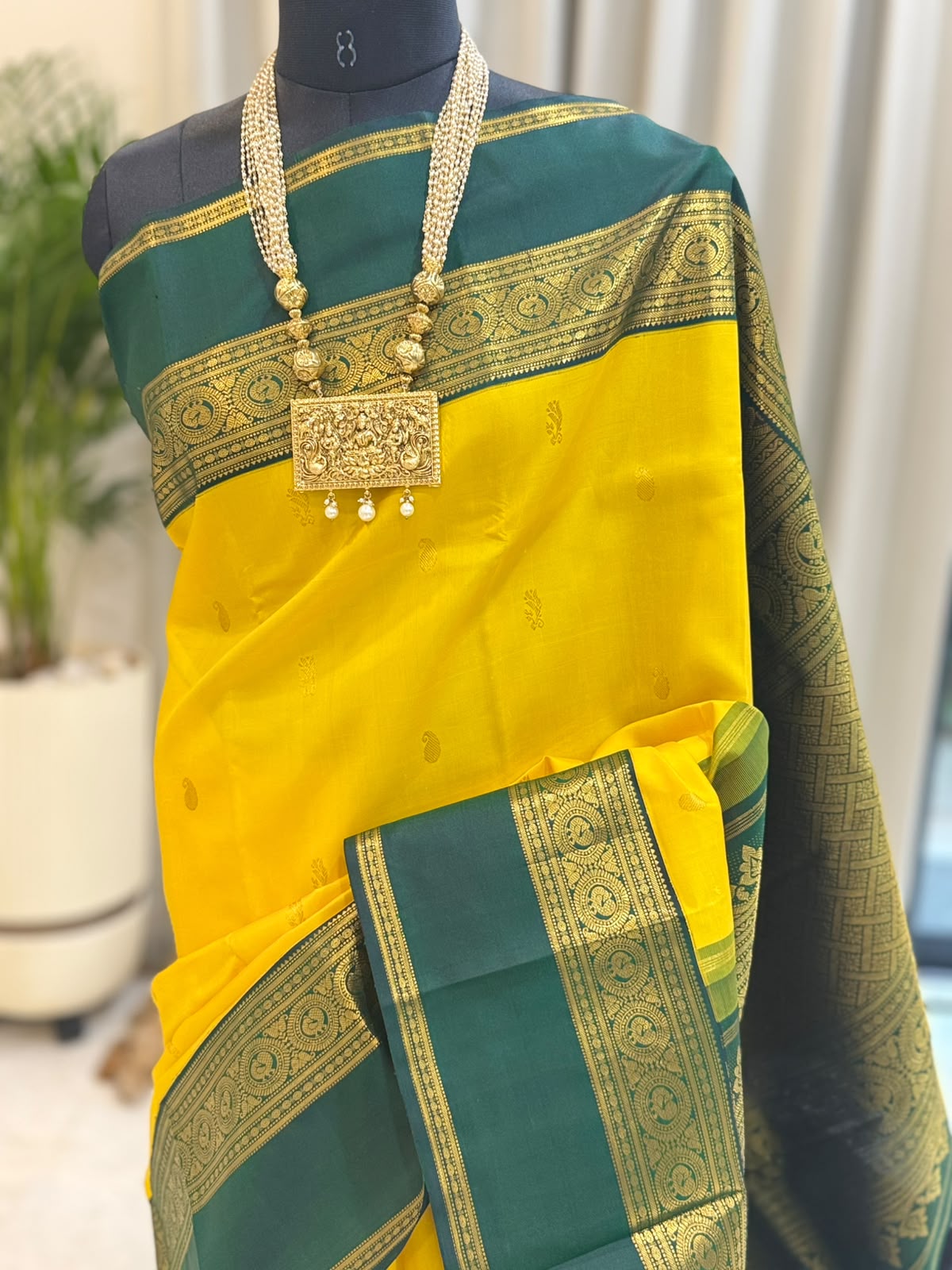 Yellow Emerald Green Kanjivaram
