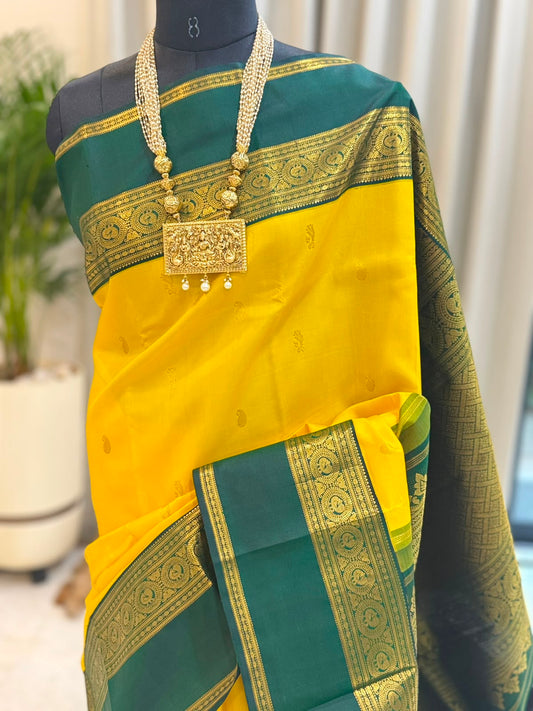 Yellow Emerald Green Kanjivaram