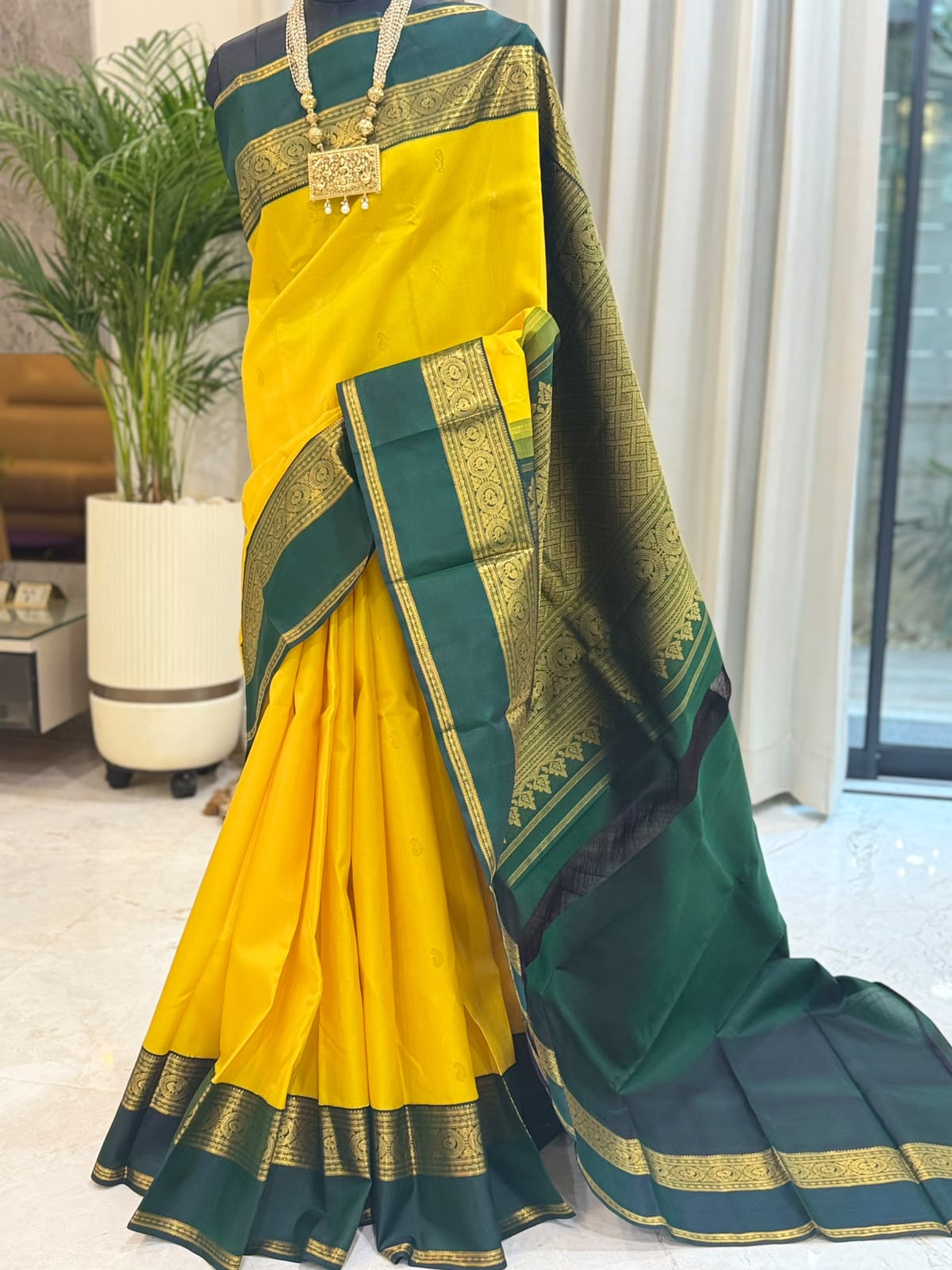 Yellow Emerald Green Kanjivaram