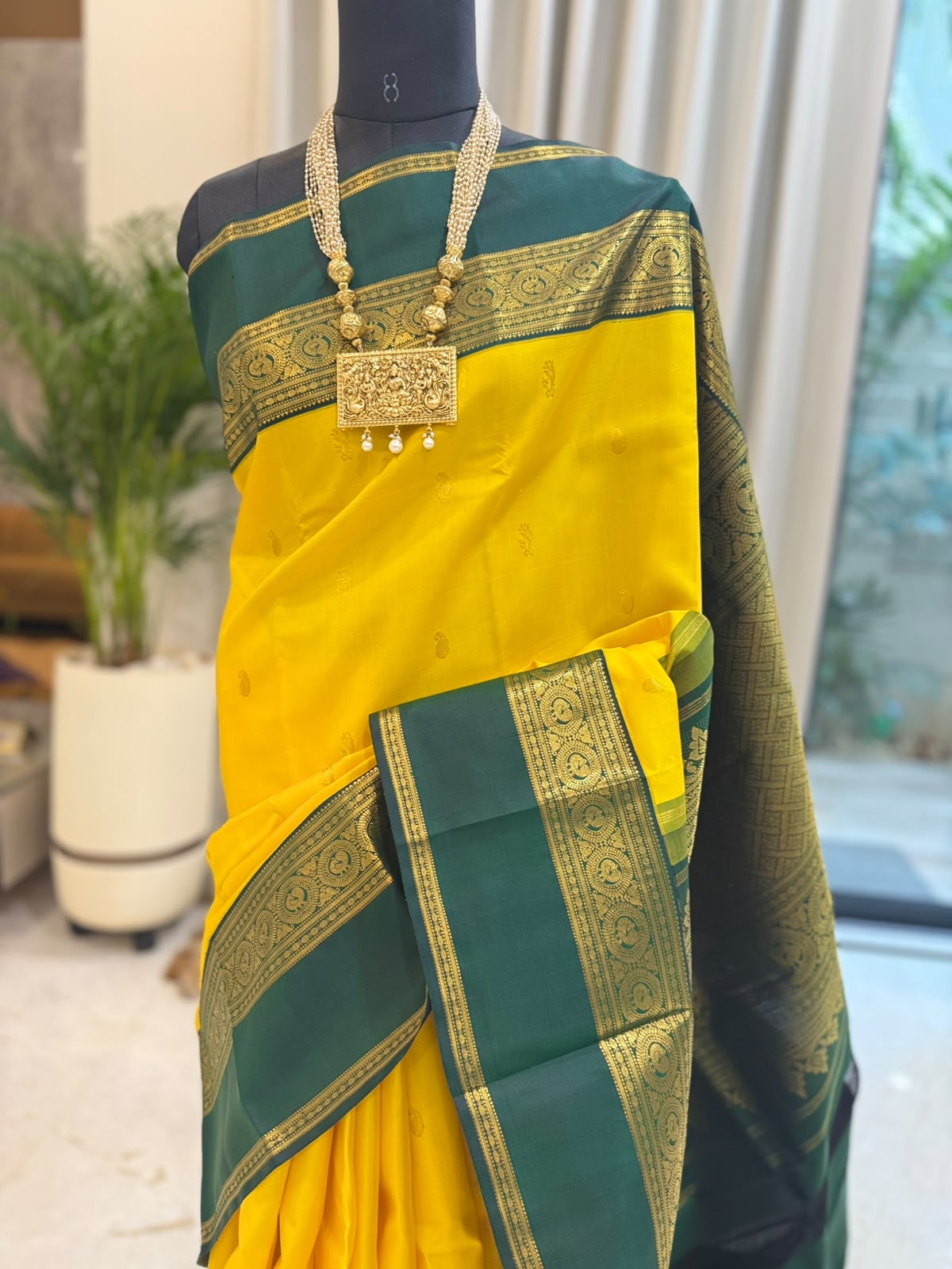 Yellow Emerald Green Kanjivaram