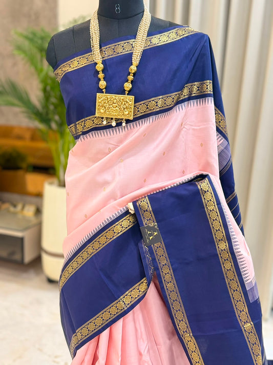 Blush Pink Midnight Blue Kanjivaram