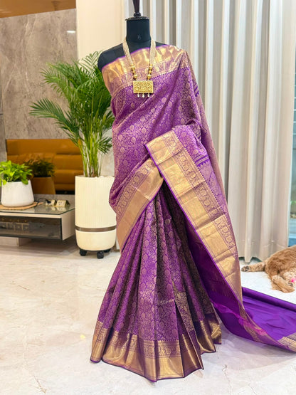Majestic Purple Zari Kanjivaram Saree