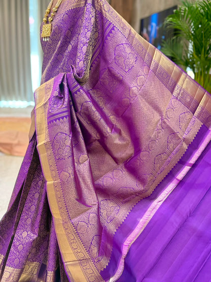 Majestic Purple Zari Kanjivaram Saree