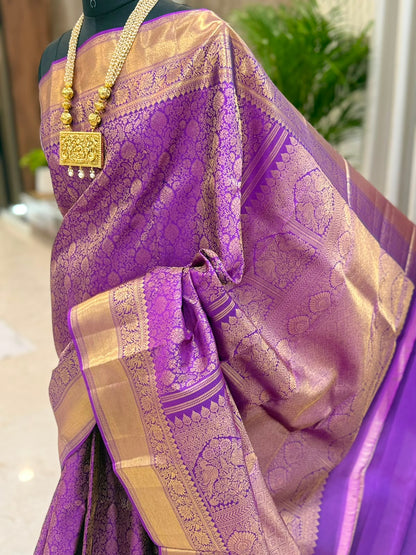 Majestic Purple Zari Kanjivaram Saree
