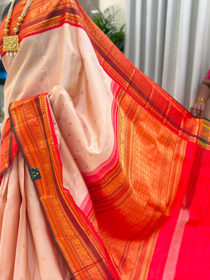 Vermilion Orange Zari Kanjivaram Saree
