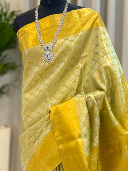 Antique Gold Pistachio Kanjivaram Saree