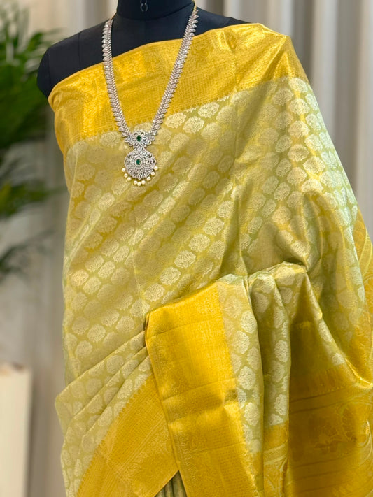 Antique Gold Pistachio Kanjivaram Saree