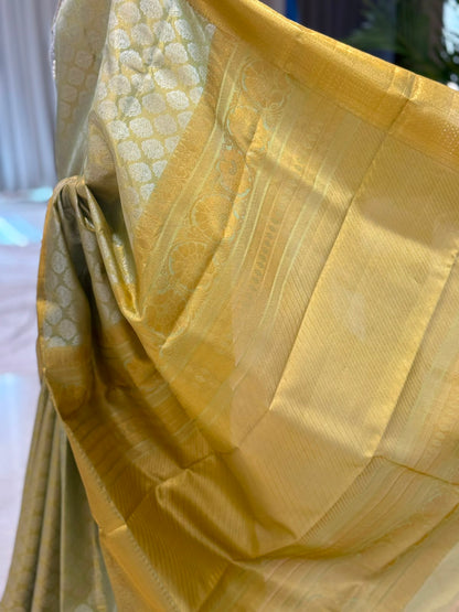 Antique Gold Pistachio Kanjivaram Saree