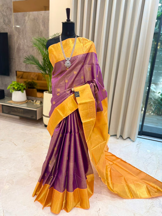 Purple Mustard Gold Vairaoosi Saree