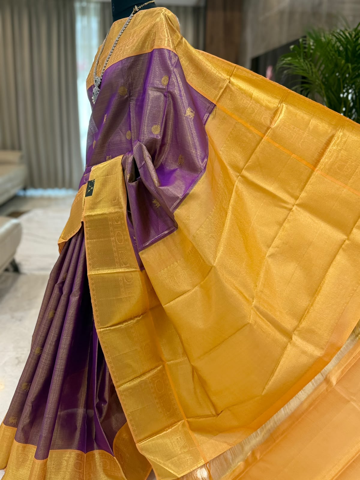 Purple Mustard Gold Vairaoosi Saree