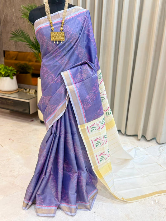 Lavender Pink Patola Silk Saree