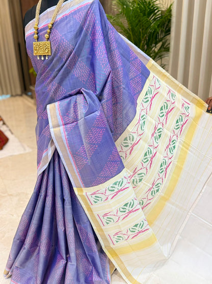 Lavender Pink Patola Silk Saree
