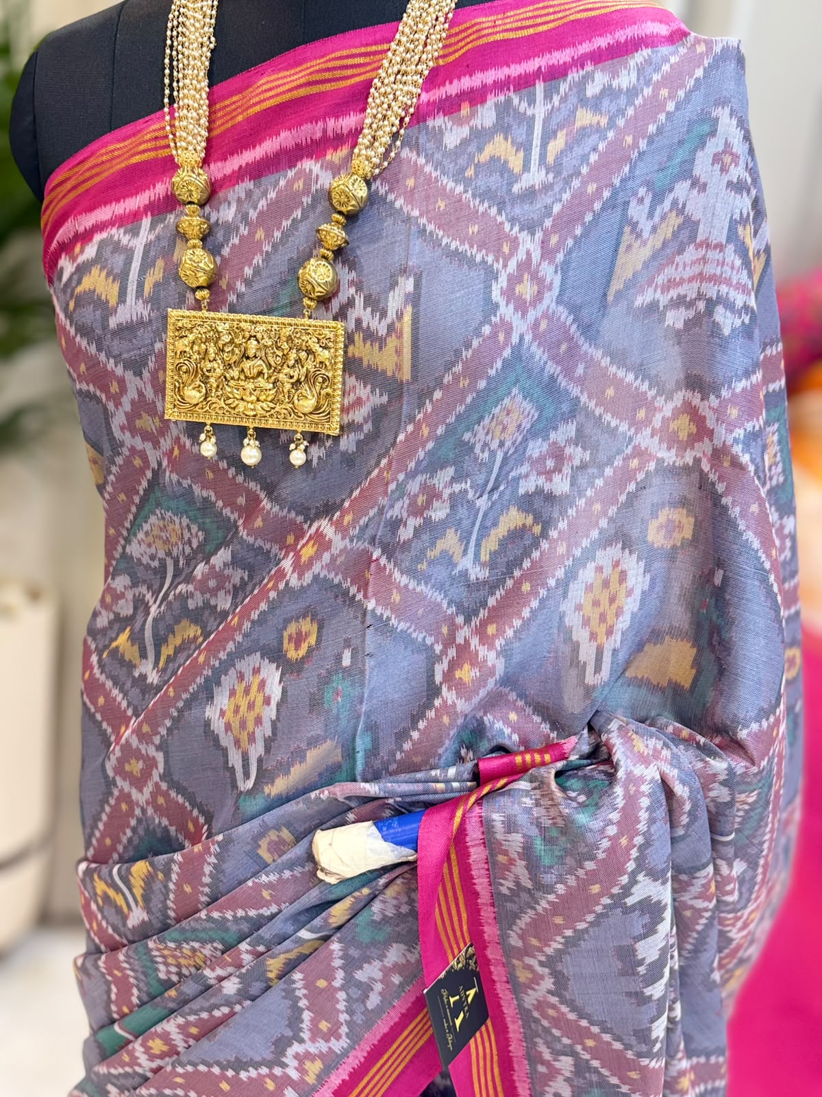 Grey Pink Heritage Patola Saree