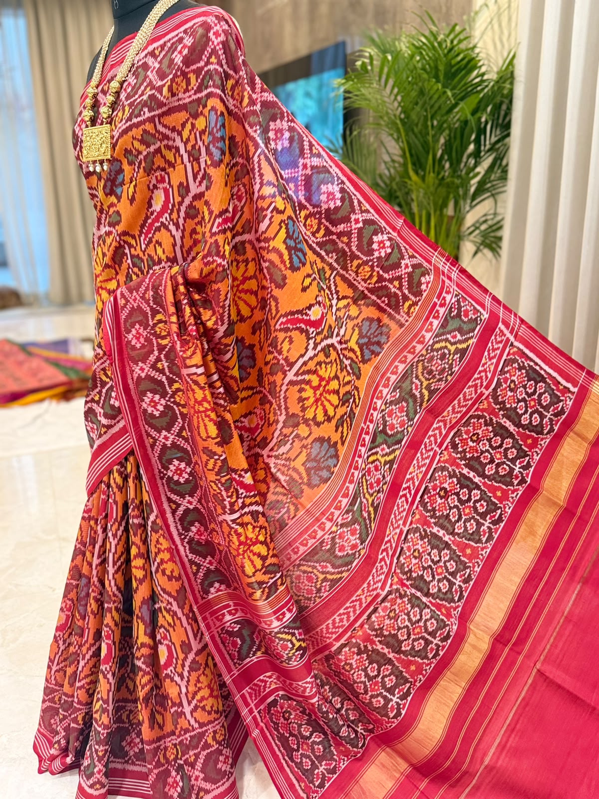 Rich Burnt Orange Patola Silk