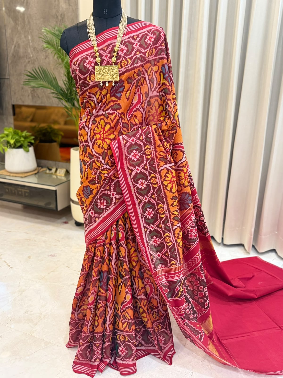 Rich Burnt Orange Patola Silk