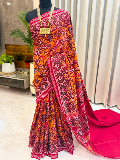 Rich Burnt Orange Patola Silk