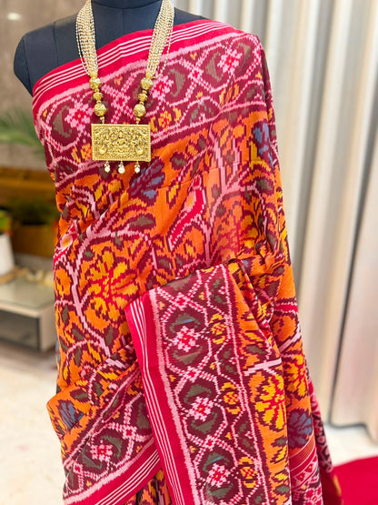 Rich Burnt Orange Patola Silk