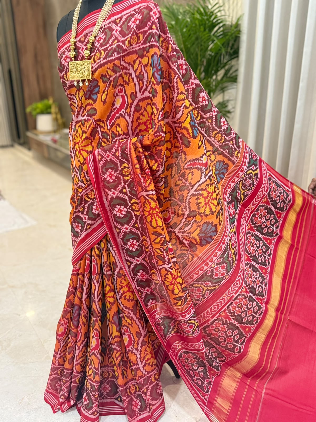 Rich Burnt Orange Patola Silk
