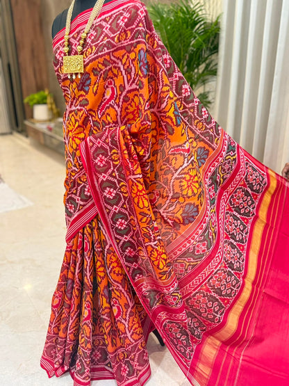 Rich Burnt Orange Patola Silk