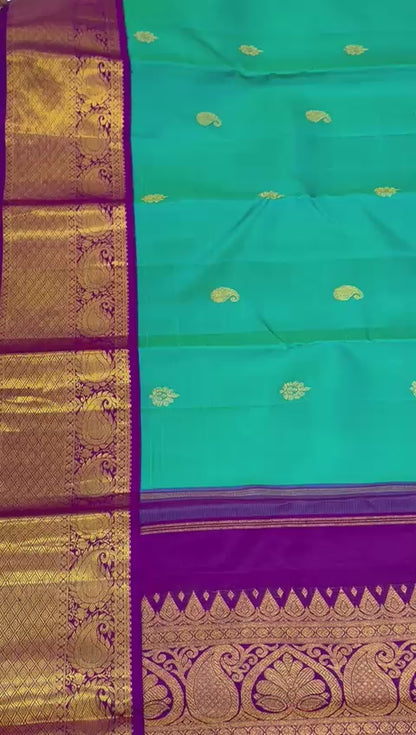 Copper Sulphate Blue With Violet and Gold Zari Work