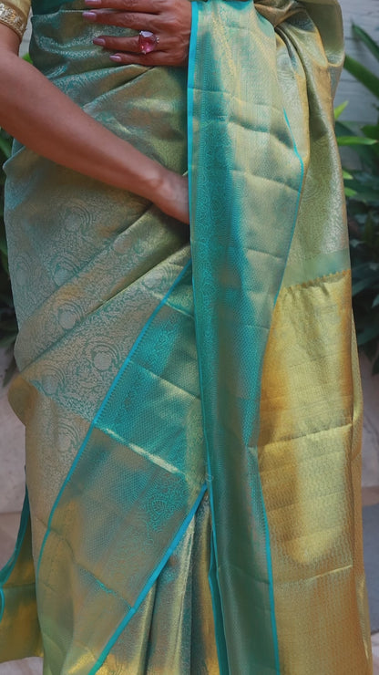 Firozi Blue Aqua full gold Zari Work