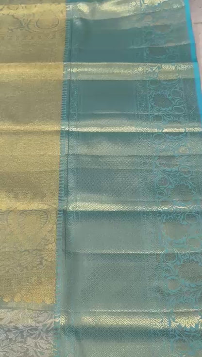 Seafoam Green Kanjivaram Silk Saree