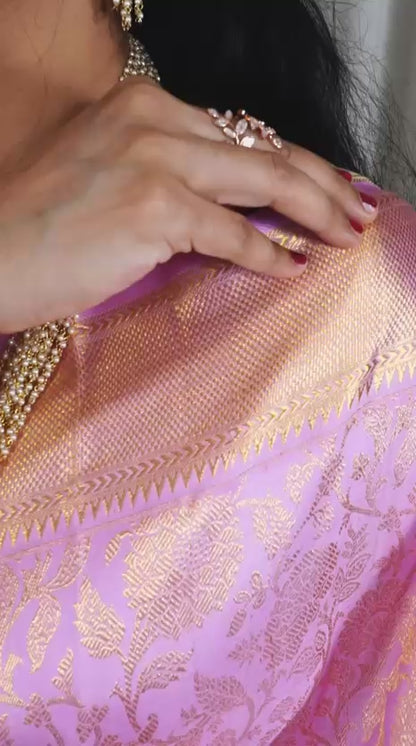 Lavender Pink with Intricate Golden Zari