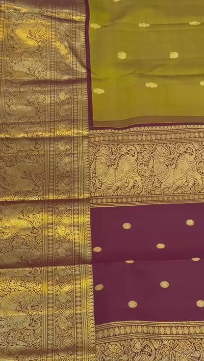 Regal Parrot Green Kanjivaram Saree